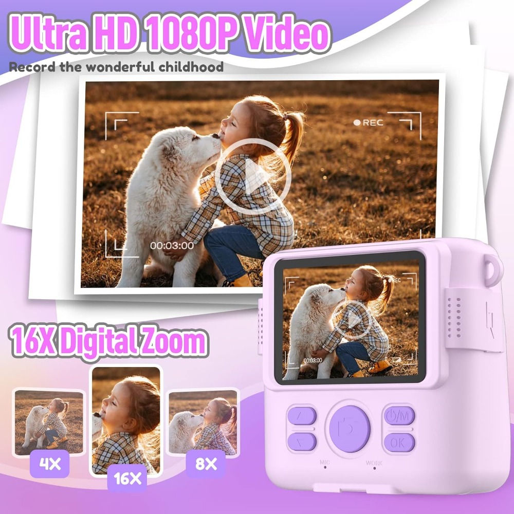 Instant Print Camera for Kids, - Kids Education Video ulasan dan harga
