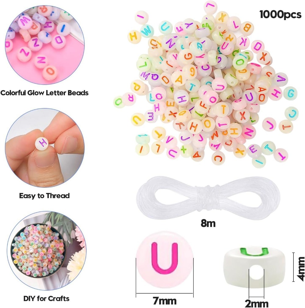 1000Pcs Glow Letter Beads, 4x7 - Magnetic Letter Board ulasan dan harga