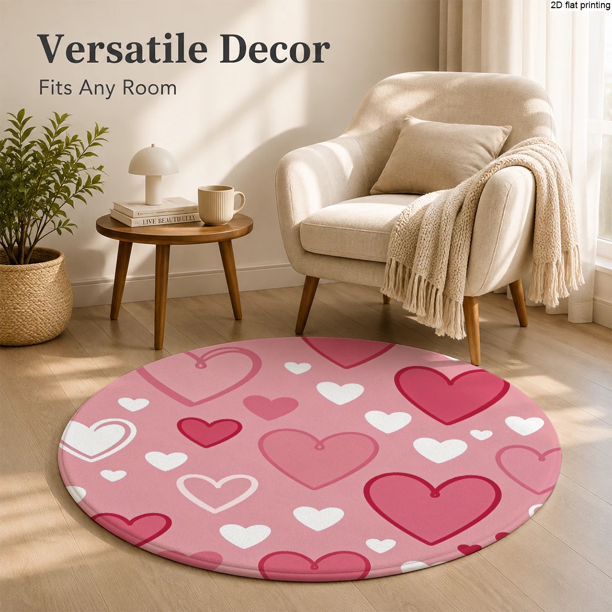 Pink Heart-Patterned Round Rug - Multiplication Table Mat ulasan dan harga