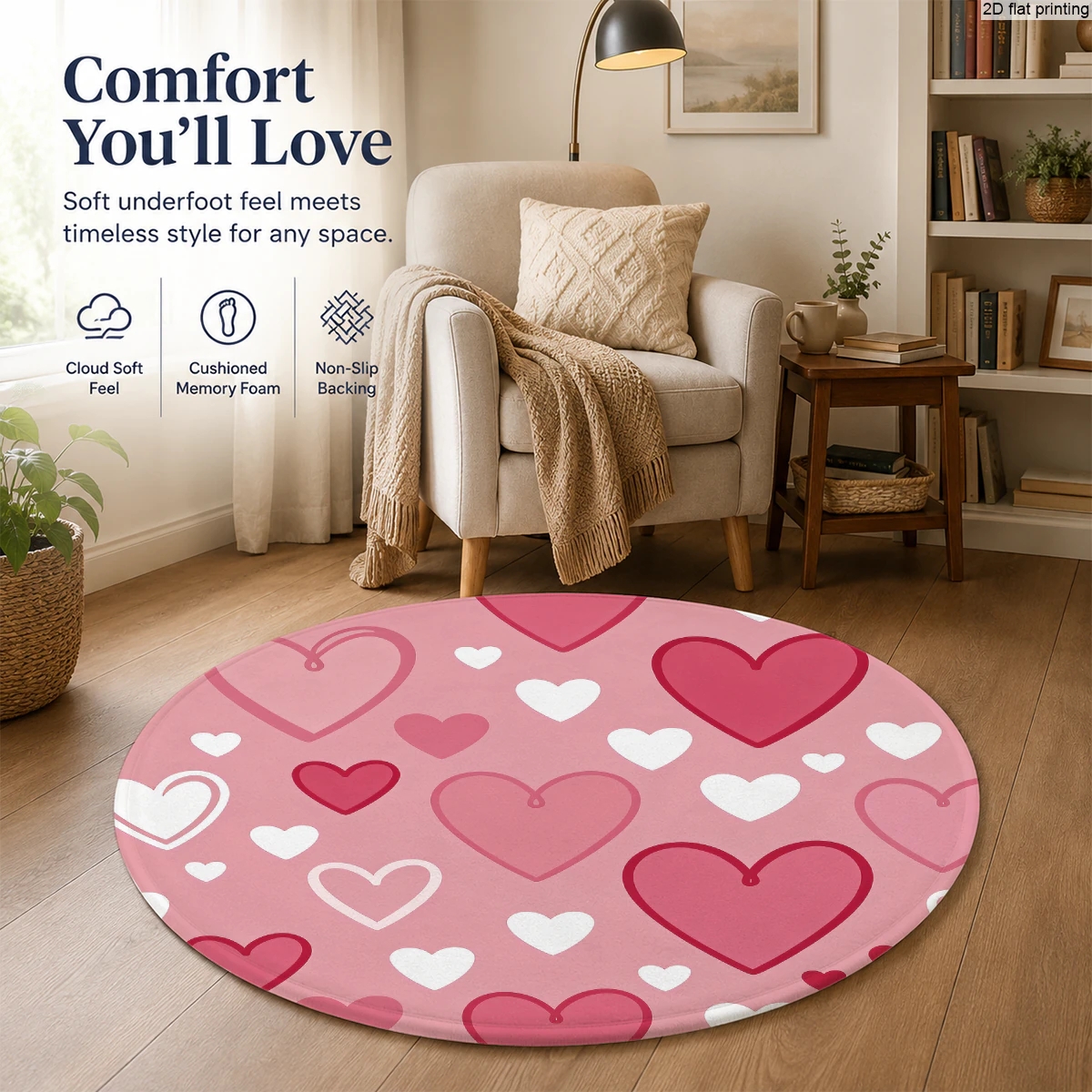 Pink Heart-Patterned Round Rug - Multiplication Table Mat ulasan dan harga