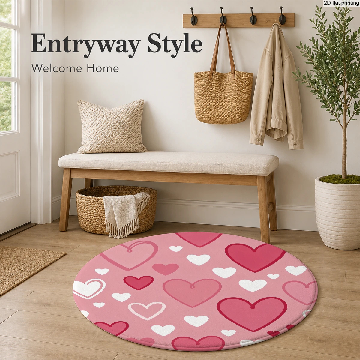 Pink Heart-Patterned Round Rug - Multiplication Table Mat ulasan dan harga