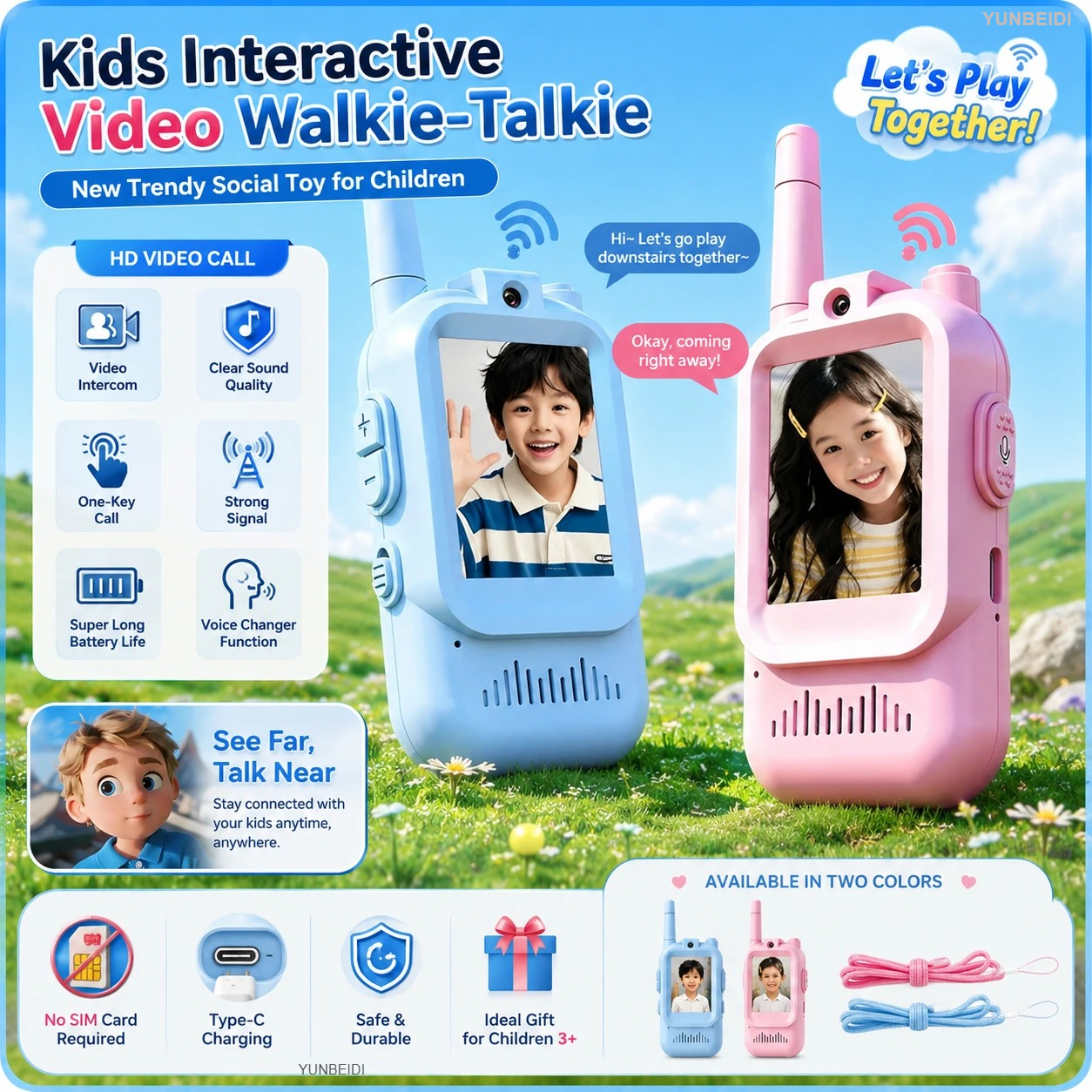 2PCS Kids Video Walkie Talkies - Kids Education Video ulasan dan harga