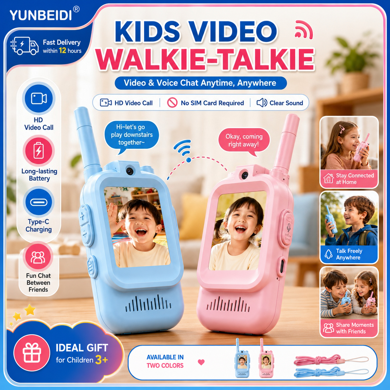 2PCS Kids Video Walkie Talkies - Kids Education Video ulasan dan harga