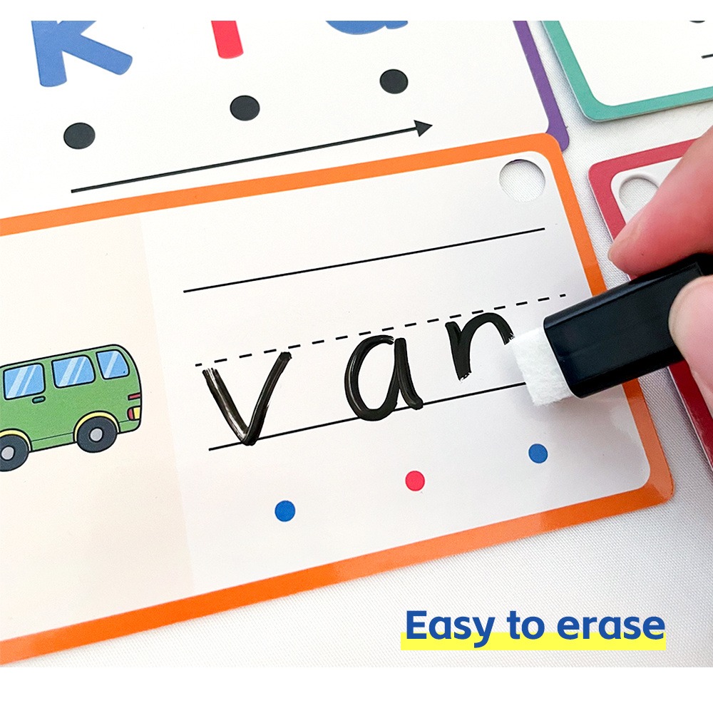 Dry Erase Handwriting Flash Ca - Phonics Card Game ulasan dan harga