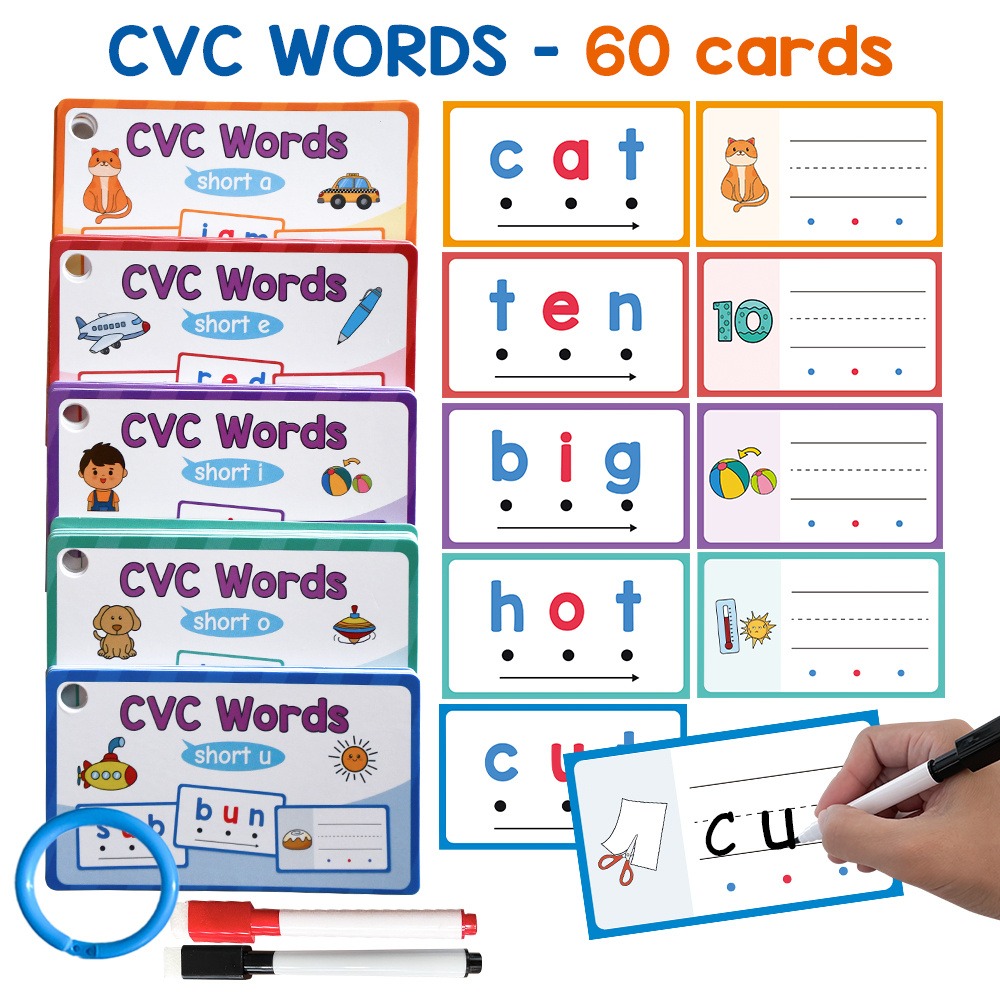 Dry Erase Handwriting Flash Ca - Phonics Card Game ulasan dan harga