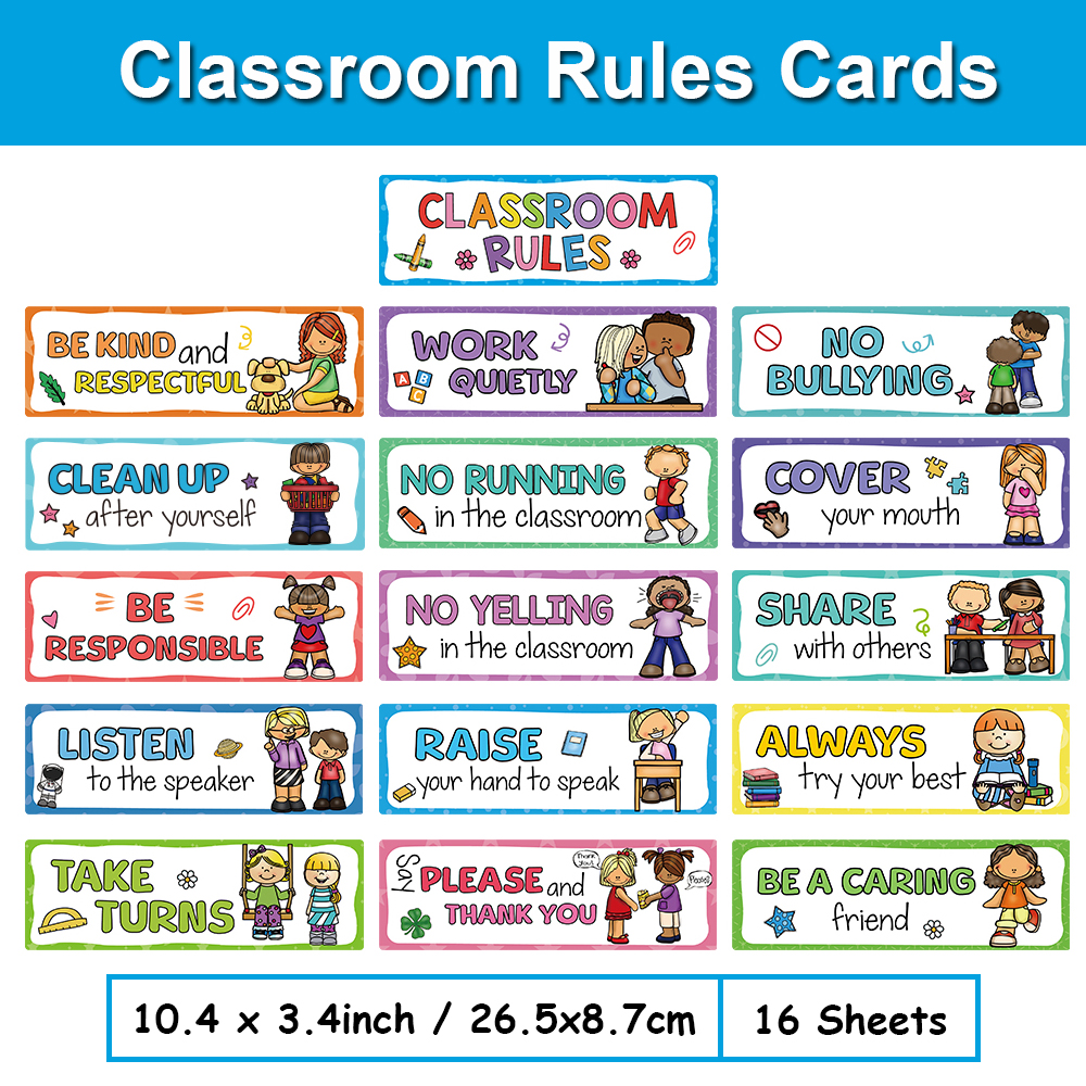 16 Pcs Classroom Rules Learnin - Phonics Card Game ulasan dan harga